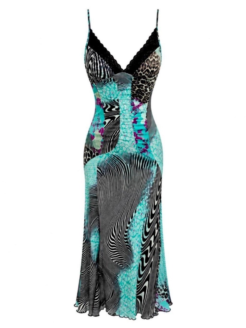 Cavalli Vintage Patchwork Dress w/ Lace Up Back